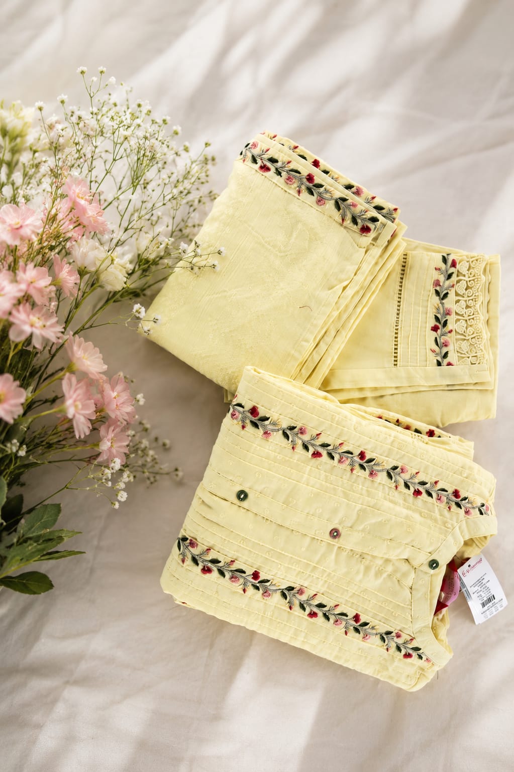 Lemon Yellow Embroidered Cotton Kurta for Women – Elegant Ethnic Wear
